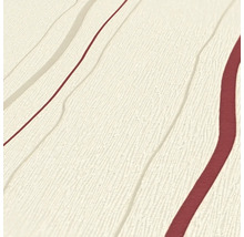 Papier peint avec motif ondulé crème et rouge