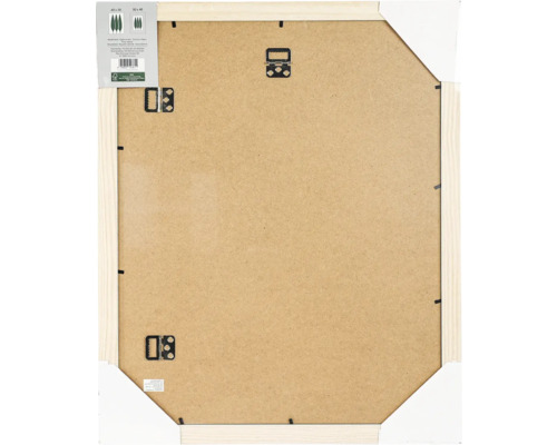 Rückseite eines Holzbilderrahmens mit Aufhängungen