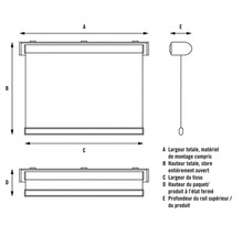 Dessin technique d''un store enrouleur avec dimensions.