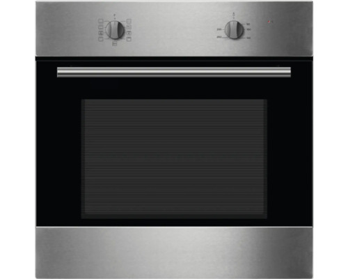 Four encastrable en acier inoxydable avec façade en verre noir et boutons rotatifs