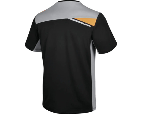 T-shirt noir à manches courtes avec détails gris et orange