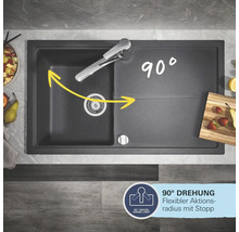 Spüle mit 90-Grad-Drehung und flexiblem Aktionsradius