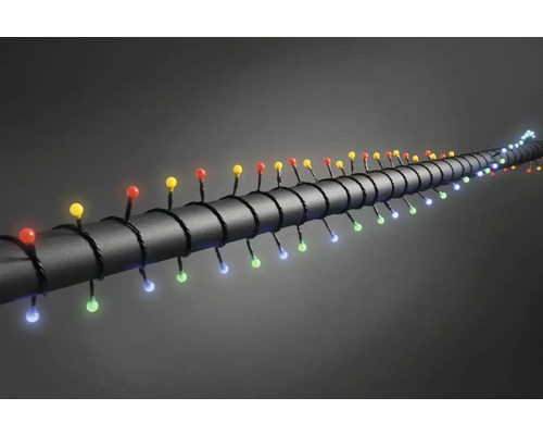 Guirlande lumineuse avec des lampes colorées sur un câble noir