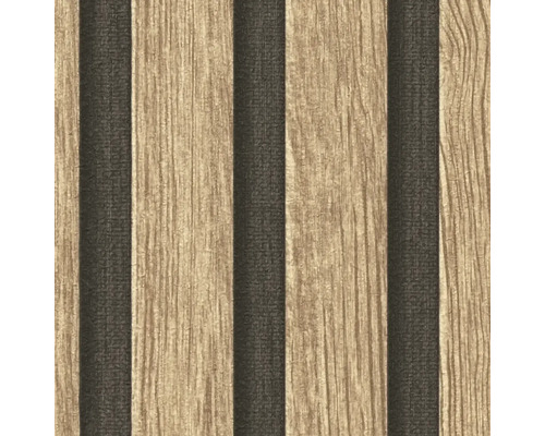 Papier peint avec motif bois et rayures