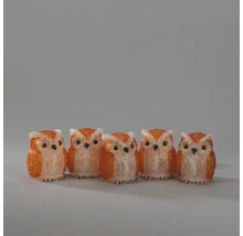 Cinq figurines de hiboux en plastique