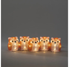 Cinq figurines décoratives de hiboux avec éclairage pour l''intérieur