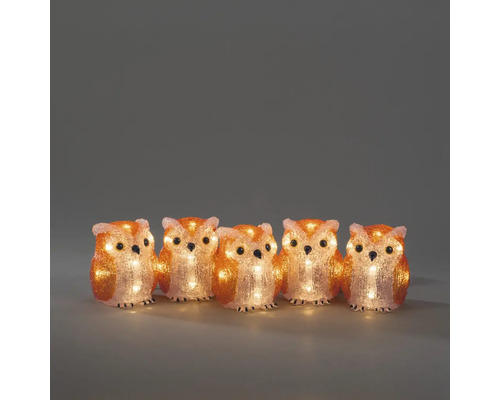 Cinq figurines décoratives de hiboux avec éclairage pour l''intérieur