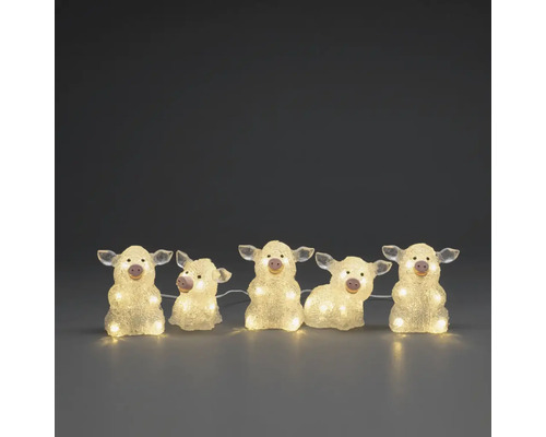 Lichterkette mit fünf Schweinefiguren