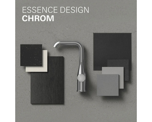 Essence Design Chrom Armatur mit Materialproben