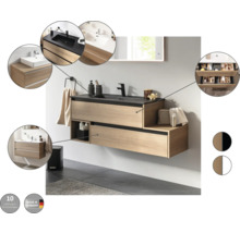 Combinaison de lavabo avec meuble sous-vasque, deux tiroirs et étagère