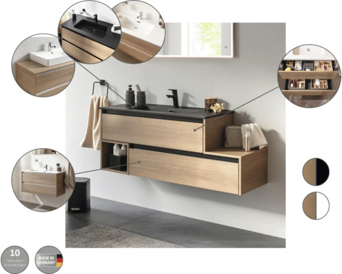 Lavabo de salle de bains moderne avec meuble sous-lavabo et espace de rangement