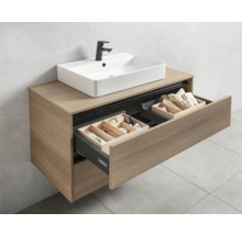 Meuble-lavabo avec tiroirs et vasque à poser rectangulaire