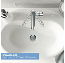 Waschbecken mit schwenkbarer Armatur