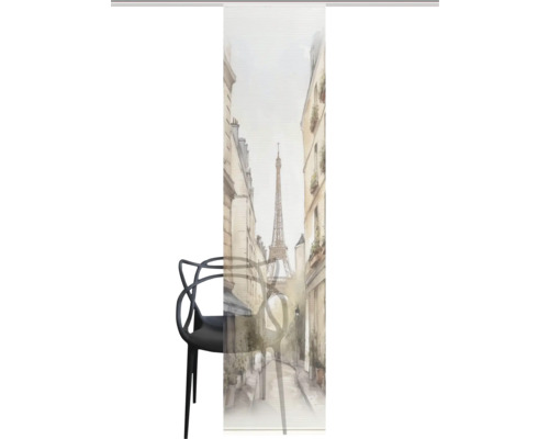 Rollo mit Paris-Motiv und schwarzem Stuhl