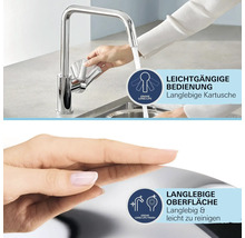 Robinet de cuisine avec commande souple et surface durable