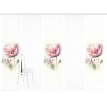 Panneaux japonais avec motif de coquelicots et chaise