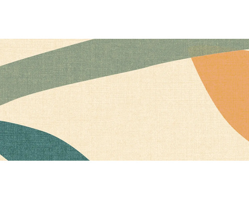 Motif abstrait avec des courbes vertes, beige et orange