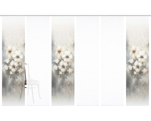 Fototapete mit Blumenmuster und Stuhlsilhouette