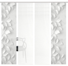 Schiebegardine mit Blattmotiv und transparentem Stoff