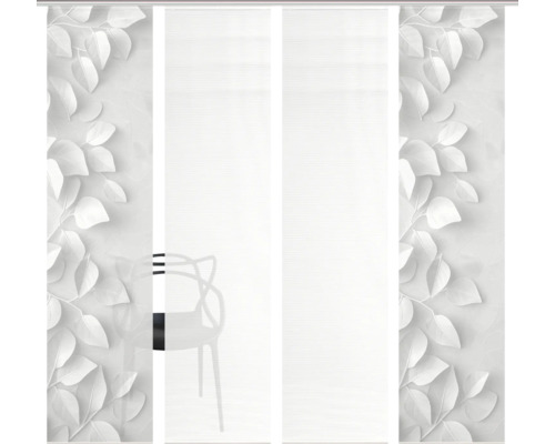 Schiebegardine mit Blattmotiv und transparentem Stoff