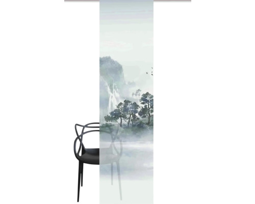 Panneau japonais avec motif de paysage et chaise