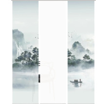 Schiebegardine mit Landschaftsmotiv, inklusive Wasserfall und Boot