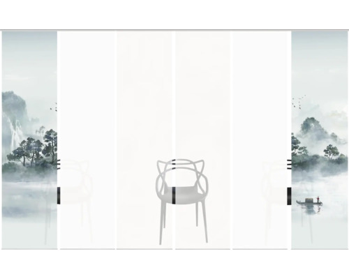 Szene mit einem Stuhl und einem Hintergrund mit einer Landschaft