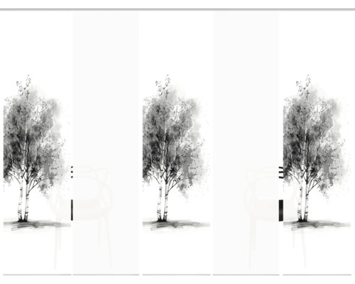 Schiebegardine mit Birkenmotiv