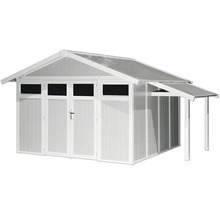 Abri de jardin avec double porte et auvent