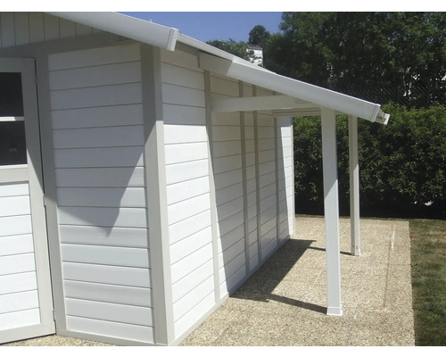 Abri de jardin blanc avec auvent