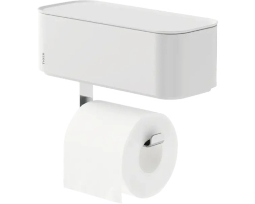 Toilettenpapierhalter mit Deckel und Toilettenpapierrolle