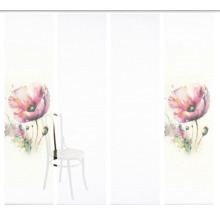 Panneau coulissant avec motif floral et chaise