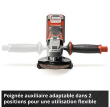 Meuleuse d'angle sans fil avec poignée supplémentaire réglable pour une utilisation flexible