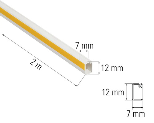 Goulotte de câblage en plastique, 2 mètres de long, avec dimensions