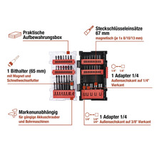 Bitset mit Bithalter, Steckschlüsseleinsätzen und Adapter in Aufbewahrungsbox