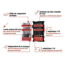 Jeu d’embouts avec embouts magnétiques et adaptateurs dans une boîte de rangement