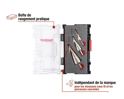 Jeu de mèches étagées dans un coffret en plastique