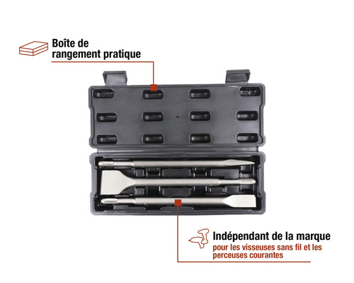 Jeu de burins avec boîte de rangement pour perceuses