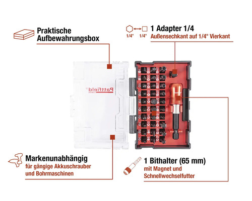 Bitset mit Aufbewahrungsbox, Adapter und magnetischem Bithalter