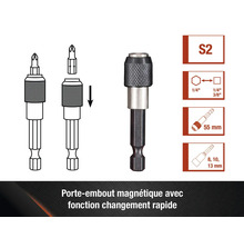 Porte-embout magnétique avec fonction de changement rapide