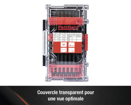 Jeu d'embouts Pattfield dans une boîte de rangement transparente