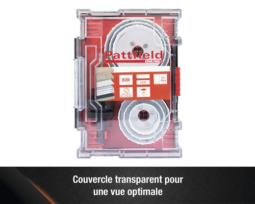 Set de scies cloches Pattfield dans une boîte transparente
