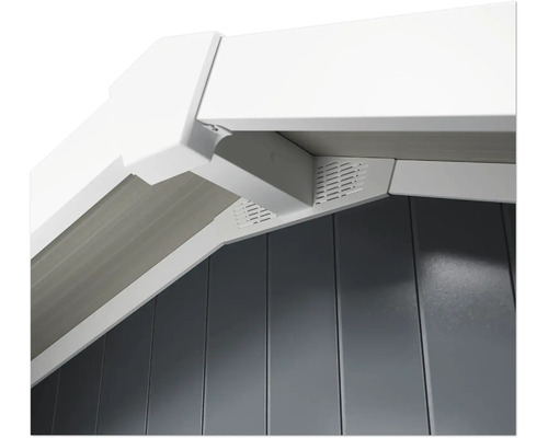 Vue détaillée d'un abri de jardin avec ventilation