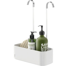 Duschregal zur hängenden Montage mit Seifenspendern und Badeschwamm