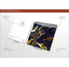 Glasbild Blue & Golden Marble 20x20 cm
