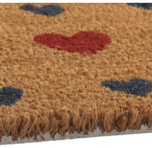 Fussmatte aus Kokosfaser mit Herzmotiven