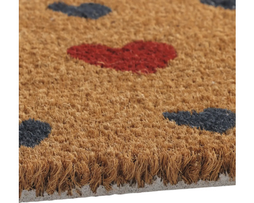 Fussmatte aus Kokosfaser mit Herzmotiven