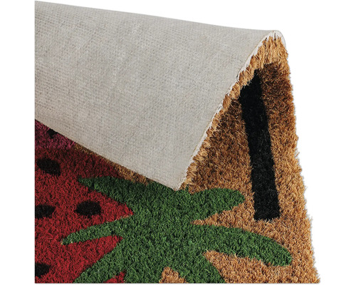 Paillasson en fibre de coco avec motif fraise et palmier