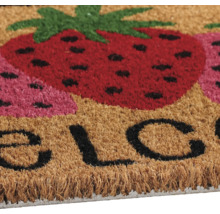 Paillasson avec motif de fraises et inscription de bienvenue