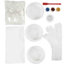 Set für die Herstellung von Strukturpaste mit Mischbehältern, Spatel und Handschuhen